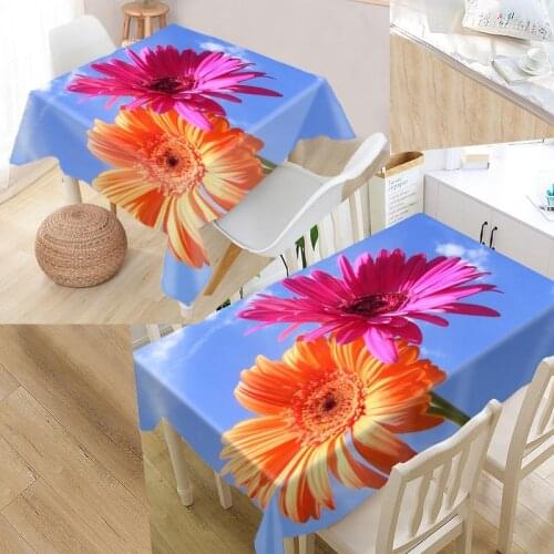 Gerbera Daisies Custom Table Cloth Oxford Fabric Rectangular Waterproof Oilproof Table Cover Family Party Tablecloth