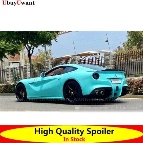 For Ferrari F12 Berlinetta Carbon Fiber Boot Duck Trim Sticker Spoiler REVOZPORT Style Rear Wing Spoiler 2013 2014 2015 2016