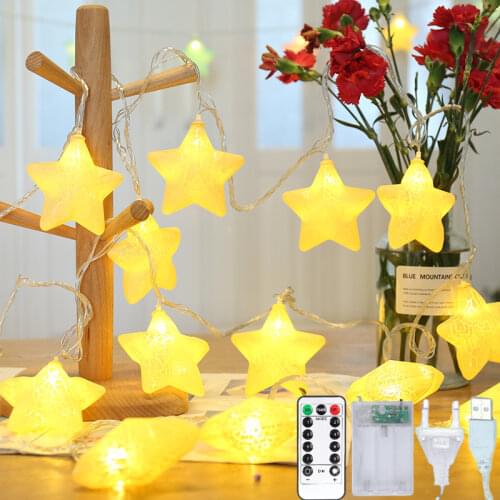 QYJSD Crack Star Led Garland Light String Tree Decorative Christmas Wedding New Year Fairy Hanukkah Home Holiday Party Lamps