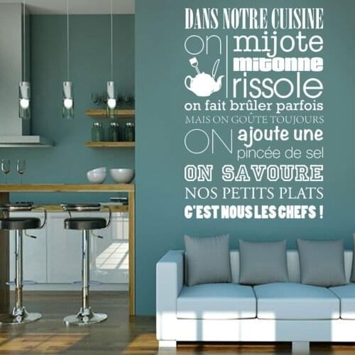 Dinning Room Decoration French Quote Restaurant Wall Decal Kitchen Rules Vinyl Wall Art Sticker Kitchen Window Poster AZ222