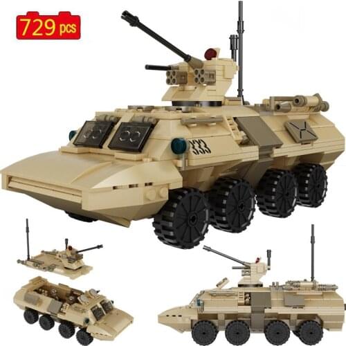 Military Series WW2 Wheeled Infantry Transport Armored Vehicle DIY Model Soldier Action Figures Building Blocks Toys Gifts