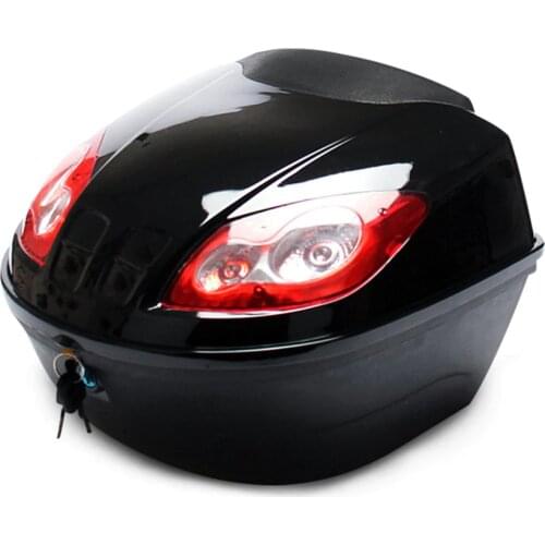 E-Bike Box Electric Scooter Trunk Motorcycle Top Hard Case Helmet Storage Case Tail Box Luggage Case With Reflective Lamp