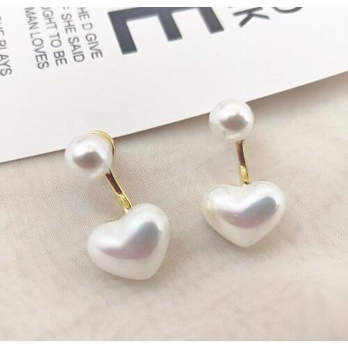 South Korea Dongdaemun Simple Pearl Small Love Heart Earrings Girl Online Influencer Eardrops Personalized Temperament Earrings