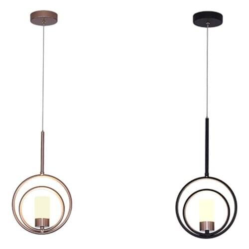 Nordic double ring iron pendant lights bedroom bedside lamp long line bar single-headed hanging lights cabinet kitchen lighting
