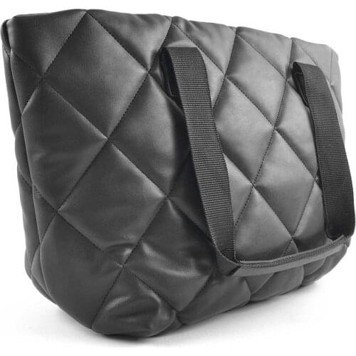 Summery Women Geometric Stitching Detail Medium Size Quilted Shoulder Bag Black Turkish Goods Daily Sport Faux Leather Quality Fashion Style 2021