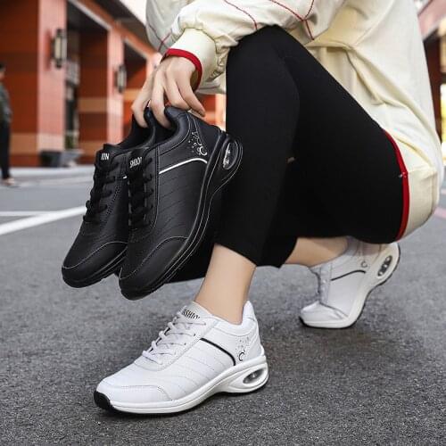 Sneakers Women Fashion Leather Casual Shoes Air Cushion Running Shoes Comfortable Outdoor Waterproof