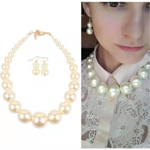 European and American style simple and exaggerated imitation pearl short clavicle necklace elegant ladies gift
