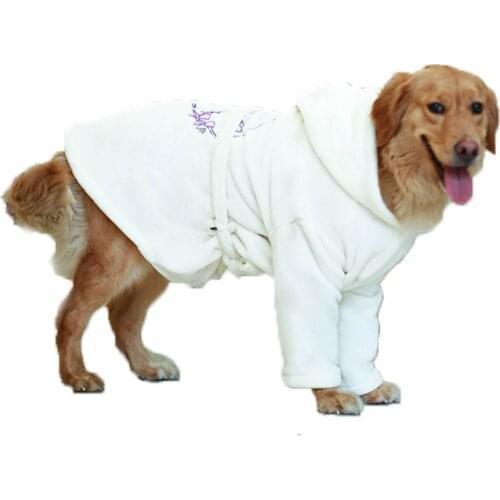 Winter Big Dog Clothes Bathrobe Large Dog Pajamas Night Gown Samoyed Golden Retriever Labrado Husky Bull Terrier Clothing Coat