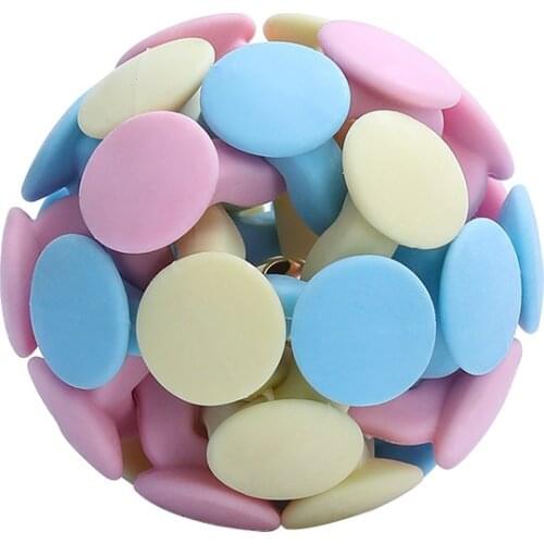 1pc Pet Rubber Chewing Ball Toy With Bell, Dog Training Toy, Funny Cat, Macaron Color Woven Ball, Cat Color Ball Toy, Pet Toy