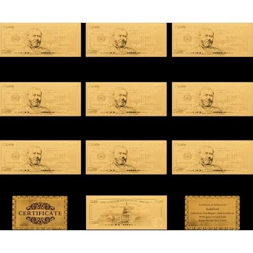 10PCS/Lot High Sales Products US Gold Banknotes 50 Dollar Money Gold Plated Bill in 24k Fake Paper Banknotes Collections