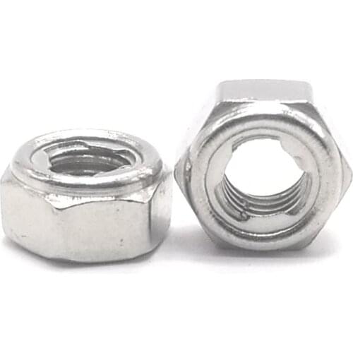 2/10X M3-M16 304 Stainless Steel Prevailing Torque Type All Metal Insert Hexagon Lock Nut Hex Self Locking Locknut DIN980 GB6184