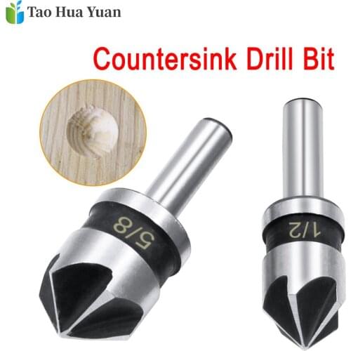 2pcs 5Flute Countersink Drill Bit HSS 82Degree Point Angle Chamfer Chamfering Cutter 1/4" Round Shank For Power Tool Accessories