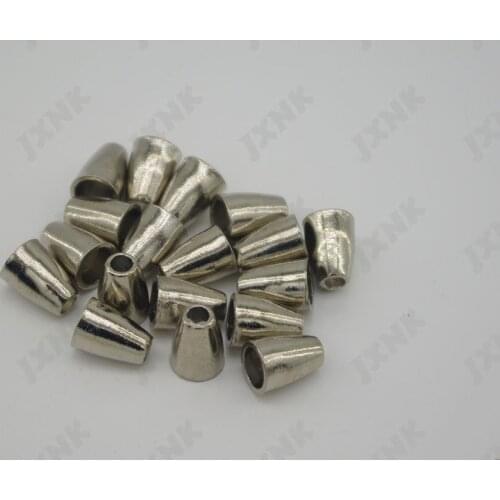 20pcs/Lot 8mm Hollow Conical Stopper Without Lid Cord Ends Lock Plated Toggle Clip for Paracord Bracelet silver nickel coloer