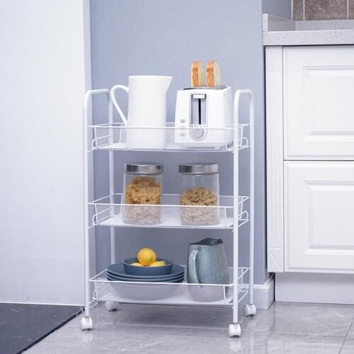 3-layer Kitchen Trolley Cart Dining Shelf Island Basket Storage Drawers with Universal Wheel drop ship