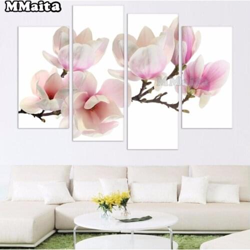 4 pieces round square diamond painting Pale Pink Orchids Home Decoration Diy full diamond embroidery flower rhinestones GG146