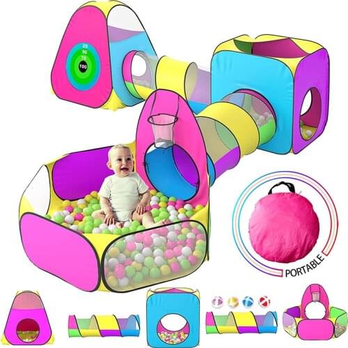 5pc Kids Playhouse 1 Baby Ball Pits 2 Baby Crawl Tunnels 2 Pop Up Tents Indoor Outdoor Kids Play Tent for Toddler Toys for Boys