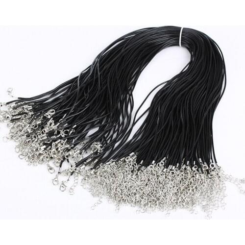 50pcs/lot Black Necklace Chain Waxed Cord Chain 1.5mm DIY Necklaces