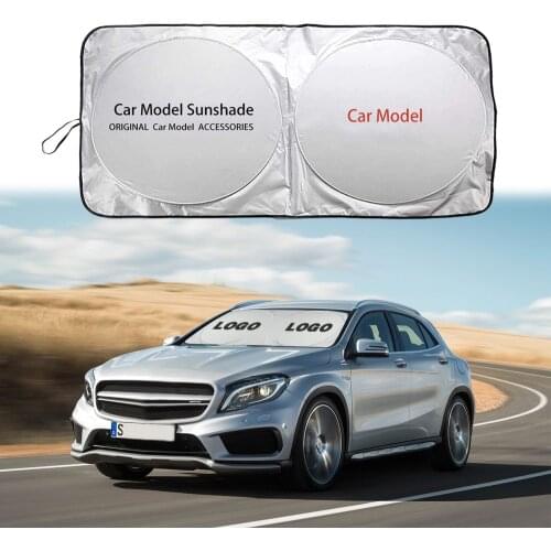 Car Logo Windshield Sun Shade Cover Protector For Jeep Land Rover Ford Mazda Subaru Lexus Benz Auto Emblem Sunshade Parasol Coch