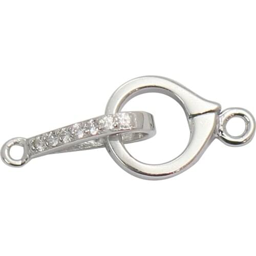 Beadsnice 925 Silver Jewelry Zircon Fold Over Clasp Chain Clasp Diy Accessories Jewelry 39269