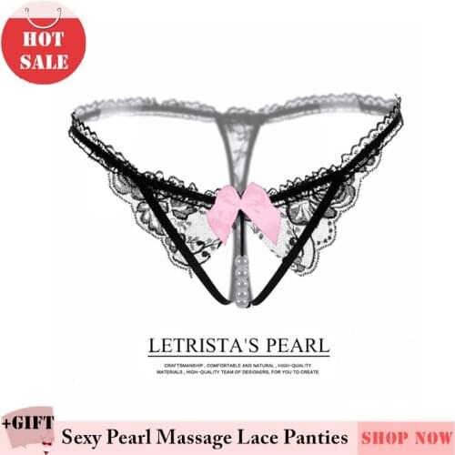 Fashion Sexy Bikini Jewelry Lace Underwear Pearl Chain Couple Flirt Sexy G-String Thong Panties For Women Noble Body Jewelry