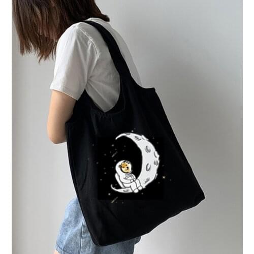 Cartoon Large Tote Bags for Women Canvas Bag Dog Vintage White Shoulder Bag Women Handbag Aesthetic Shopping Bags for Groceries