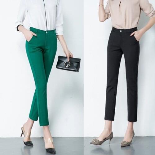 Office Lady Solid Pencil Pants Women Plus Size S-4XL Fashion Ankle-Length Trousers Spring Casual Slim Elastic Sweatpants Female