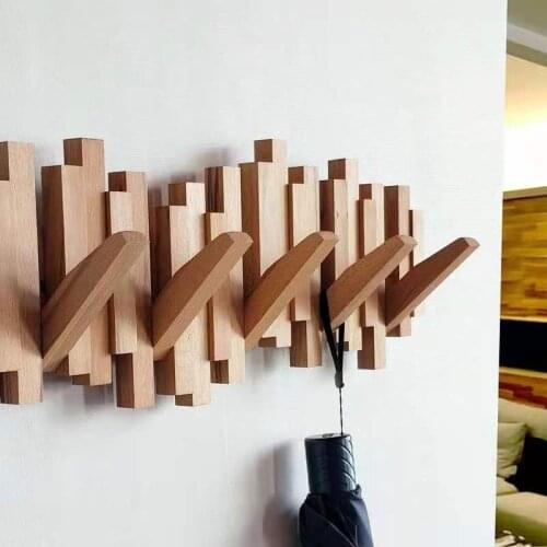 Beech creative coat hanger solid wood coat hanger door wall folding porch wall hanging decorative clothes hanger