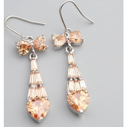 Marvelous Brown Morganite 8*8mm Semi-precious Silver Cool For Womens Earrings ED0548