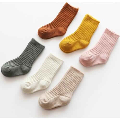 Kids Soft Cotton Socks Thicken Baby Kids Autumn Winter Cotton Striped Socks Warm Toddler Boy Girls Floor Socks
