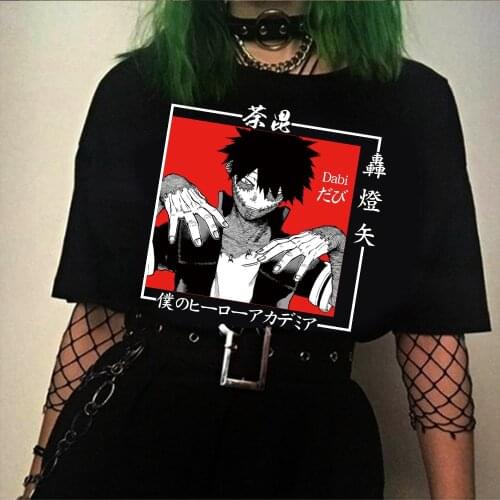 Japanese Anime My Hero Academia Dabi T-shirt Casual Boku No Hero Academia Hip Hop Clothes Tops Harajuku