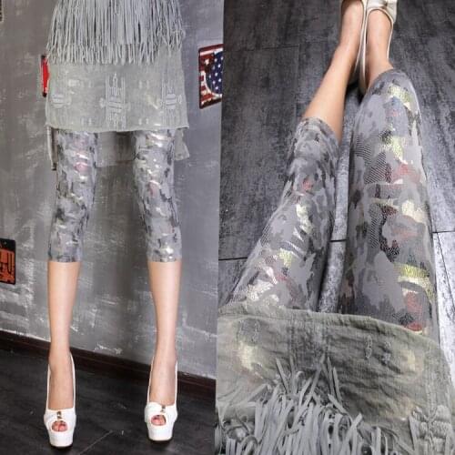 Summer Leggings Woman New Style Thin Cool Grey Green Camouflage Bronze Leggings Outer Wear Ropa Mujer Leggins Legins