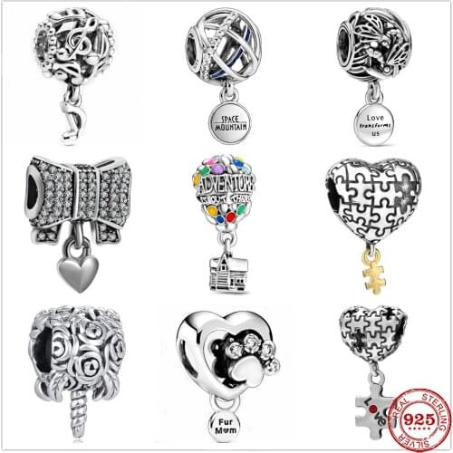 Hot Selling 100% genuine 925 sterling pandora charm hot air balloon Jigsaw Pendant bead charms fit original pandora bracelets