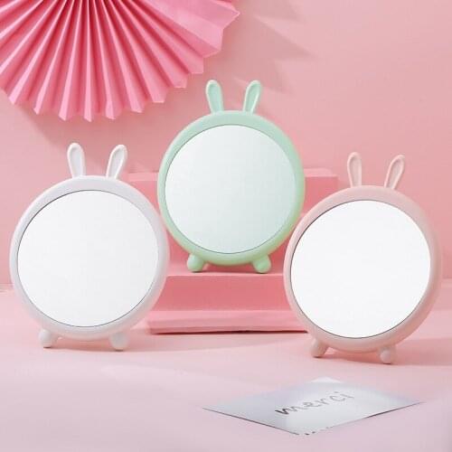 L85Cute Round Mirror Table Makeup Mirror Hanging Dressing Decorative Mirrors Home Decor Bathroom Supplies Table Mirror Folding