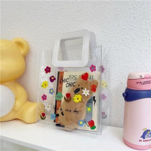 Fashion Hand Bag PVC Female Sac Beach Pochette Flower Summer Transparent Handbags Women Mini Clear Ladies Korean Ins Floral Tote