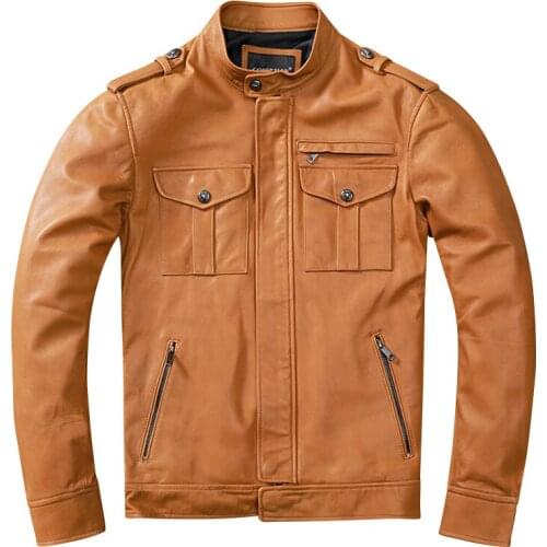 2021 Mens Sheepskin Genuine Leather Jacket Mens Business Leather Jacket Spring and Autumn Coat