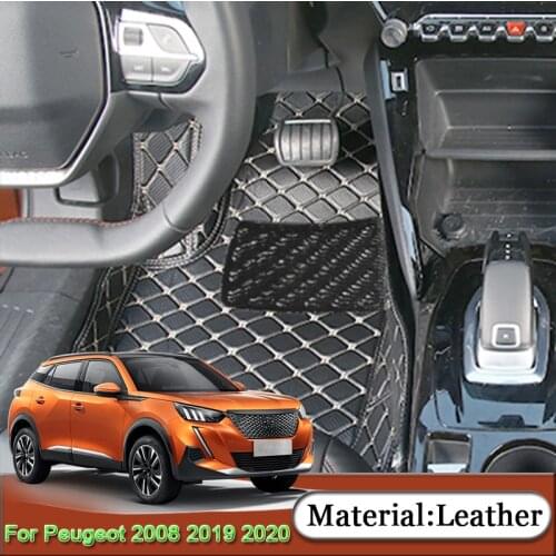 For Peugeot 2008 2019 2020 Car Styling Car Floor Mats Set Leather Cover Mat Styling Foot Protector Pad Automobiles Accessories
