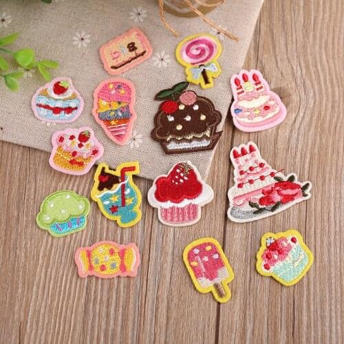 New Ice Cream Candy Embroidery Patch Heat Transfers Iron on Sew on Patches for DIY T-shirt Clothes Sticker Decorative Applique