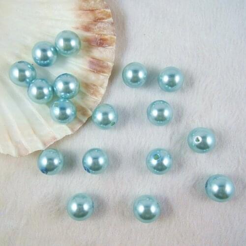 Wholesale 6mm 8mm 10mm 12mm Light Blue Acrylic Faux Pearl Round Beads Imitation Pearls PB-10