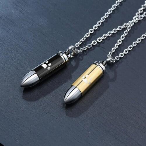 Stainless Steel Bullet Cremation Pet Paw Pendant Necklace Jewelry Ash Gift For Pet Animal Jewellery with Chain
