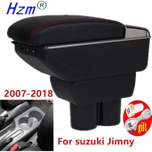 For Suzuki Jimny Armrest box Interior Parts special Retrofit parts Car Armrest Center Storage box USB LED light 2007-2018