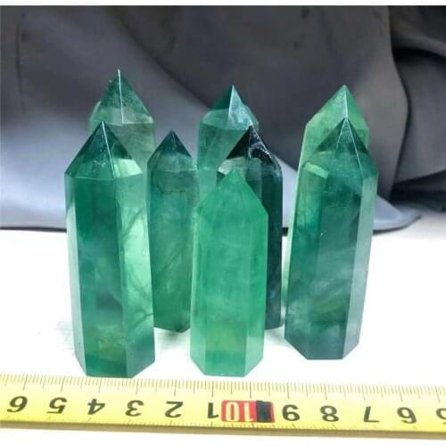 Natural Crystal Point Green Fluorite Stone Healing Obelisk Quartz Wand Tower for Home Decoration Pyramid
