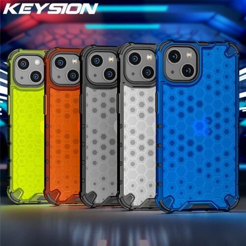 KEYSION Shockproof Armor Case for iPhone 13 13 mini Soft silicone Honeycomb Phone Back Cover for iPhone 13 Pro Max 11 12 Pro Max