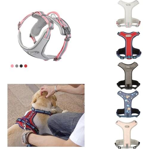 Adjustable Pet Dog Harness Safety Dog Harness Nylon Reflective Pet Collars For Puppy And Large Dogs Breathable Walking Harness