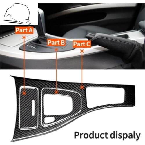 RRX For bmw e90 e92 Interior Trim Carbon Fiber Gear Shift Control Panel Cover Sticker LHD Car styling 3 series accessories