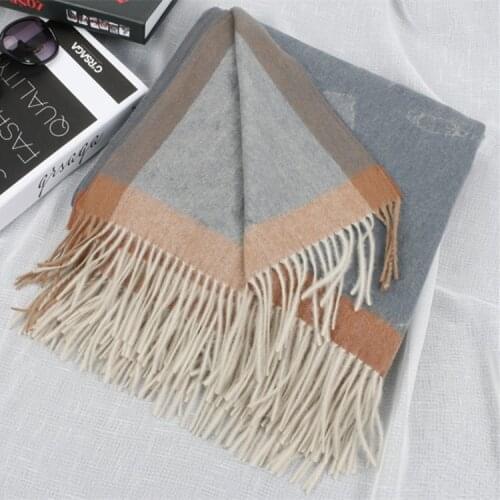 Top grade super large size 100%goat cashmere print women thick heavy scarfs shawl pashmina blanket double sided color 140x210cm