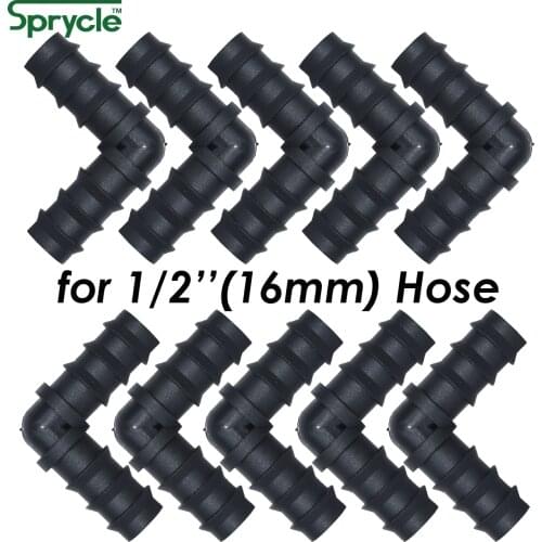 SPRYCLE 10PCS 16mm Barbed Elbow 90 degree Garden Watering Connector for Micro Drip Irrigation 1/2'' PE Pipe Tubing Hose Fitting