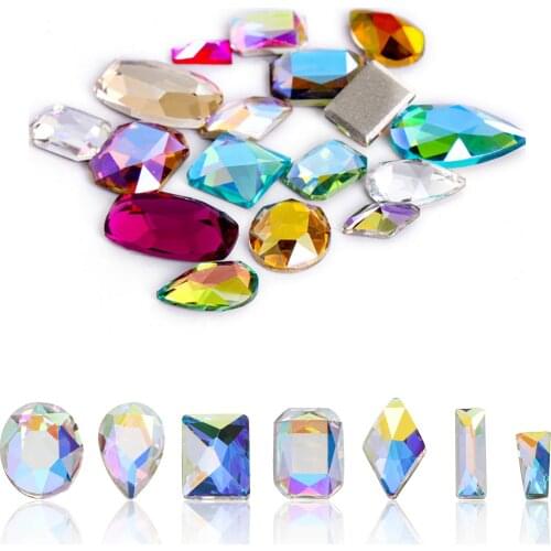 XiChuan Mix shape and Size Glass Flatback Self-adhesive Rhinestones DIY Craft Nail Rhinestones For Clothes Crystal Decorations
