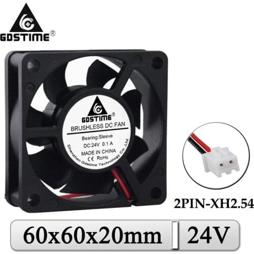 100Pcs/Lot Gdstime DC 24V 60x60x20mm 60mm Axial Computer Graphics Card Fan 60x20mm 6cm Brushless Exhaust 3D Printer Cooling Fan