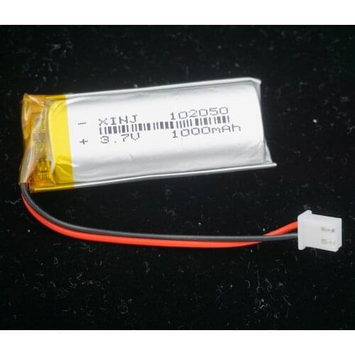 XINJ 3.7V 1000mAh Polymer Li Battery Lipo Cell 2pin JST-PH 2.54mm Plug 102050 For GPS Sat Nav DVR DVC Camera Driving Recorder