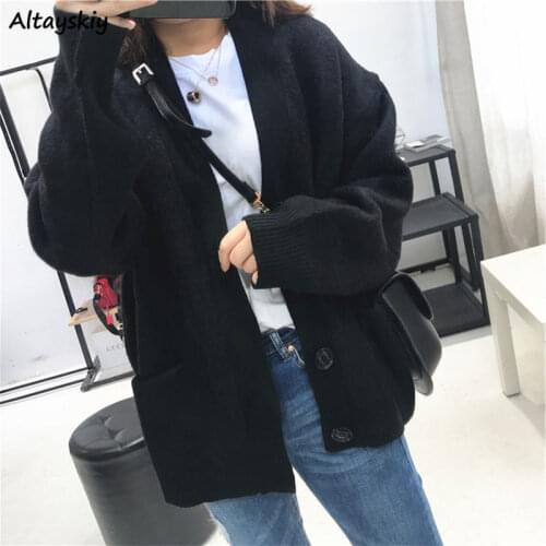 Sweaters Cardigans Women Plus Size 3XL Korean Style Daily Big Pockets Elegant Womens Trendy Warm Autumn Outwear Leisure Simple